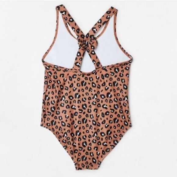 Carter's Leopard Print One Piece Bathing Suit Swimsuit 6M Baby Brown Pink 6 Mos - Picture 2 of 8